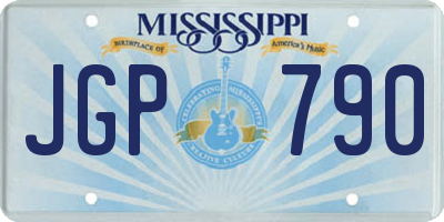 MS license plate JGP790