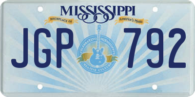 MS license plate JGP792