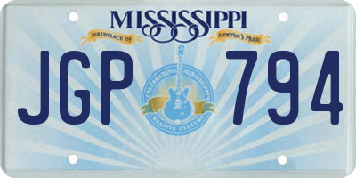 MS license plate JGP794