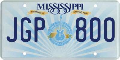MS license plate JGP800