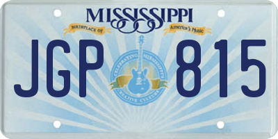 MS license plate JGP815