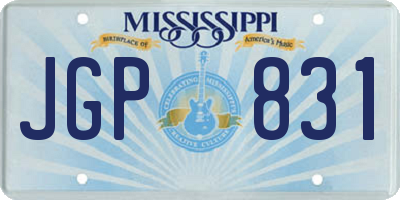 MS license plate JGP831
