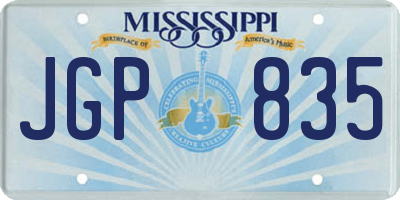 MS license plate JGP835