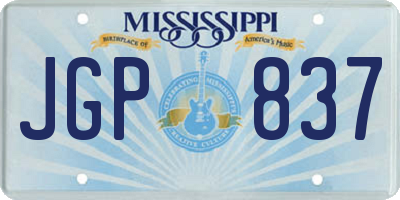 MS license plate JGP837