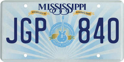 MS license plate JGP840