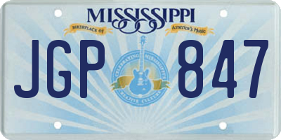 MS license plate JGP847