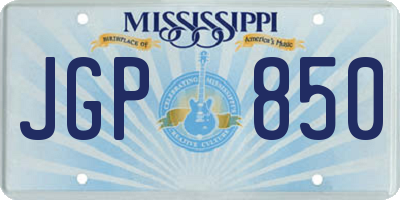 MS license plate JGP850