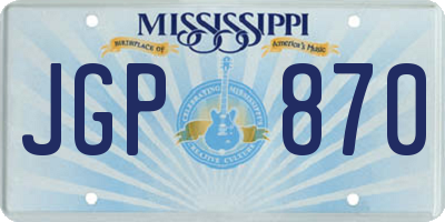 MS license plate JGP870