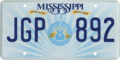 MS license plate JGP892