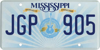 MS license plate JGP905
