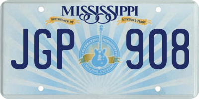 MS license plate JGP908
