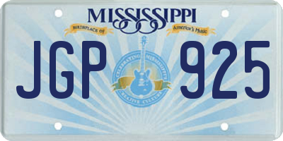 MS license plate JGP925