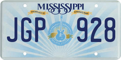 MS license plate JGP928