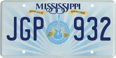 MS license plate JGP932