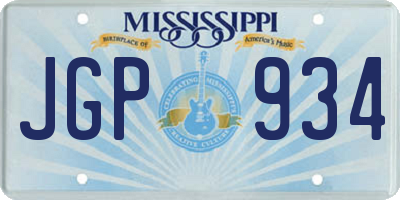 MS license plate JGP934