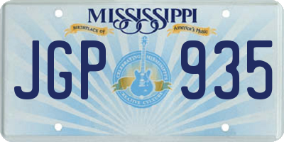 MS license plate JGP935