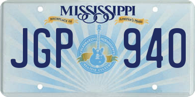 MS license plate JGP940