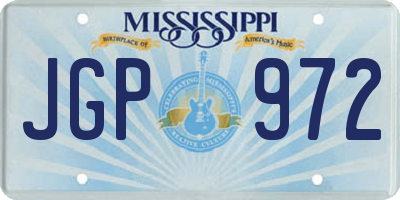 MS license plate JGP972