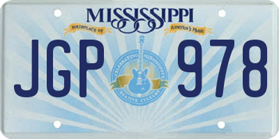 MS license plate JGP978