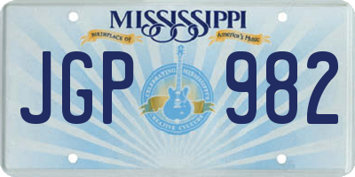 MS license plate JGP982