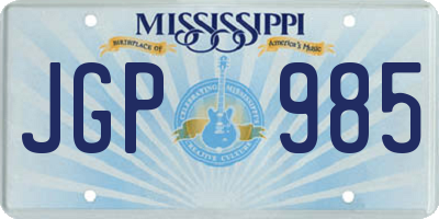MS license plate JGP985