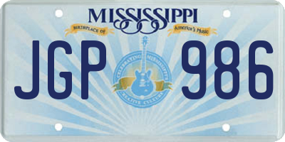 MS license plate JGP986
