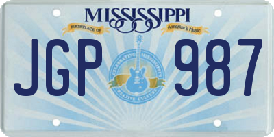 MS license plate JGP987