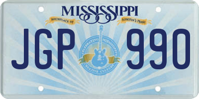 MS license plate JGP990