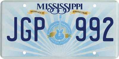 MS license plate JGP992