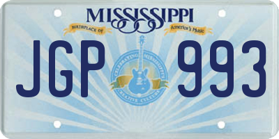 MS license plate JGP993