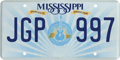 MS license plate JGP997
