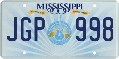 MS license plate JGP998