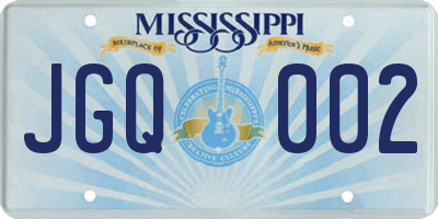 MS license plate JGQ002
