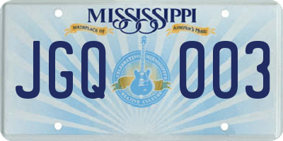 MS license plate JGQ003
