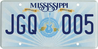 MS license plate JGQ005