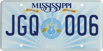 MS license plate JGQ006