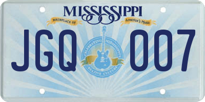 MS license plate JGQ007