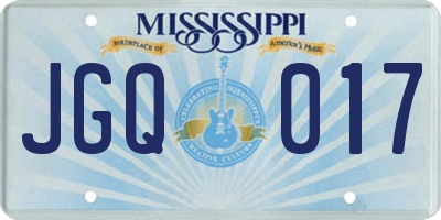 MS license plate JGQ017