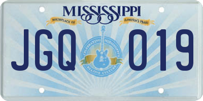 MS license plate JGQ019