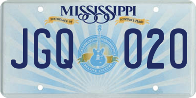 MS license plate JGQ020