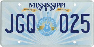 MS license plate JGQ025