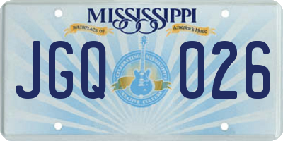 MS license plate JGQ026
