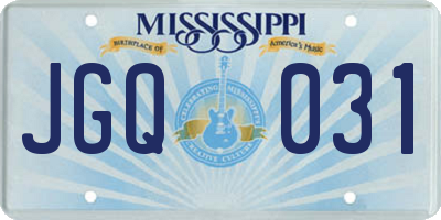 MS license plate JGQ031