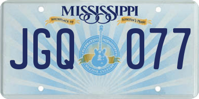 MS license plate JGQ077