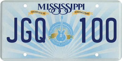 MS license plate JGQ100
