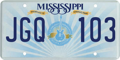 MS license plate JGQ103