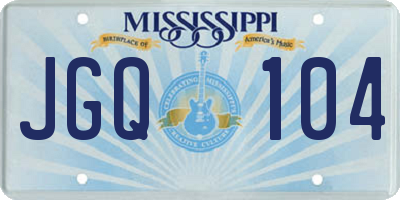 MS license plate JGQ104
