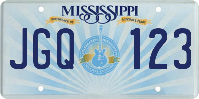 MS license plate JGQ123