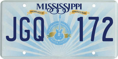 MS license plate JGQ172
