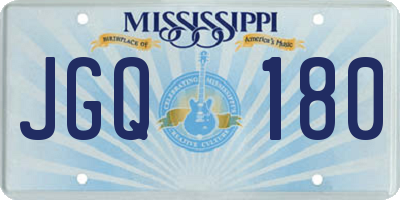 MS license plate JGQ180
